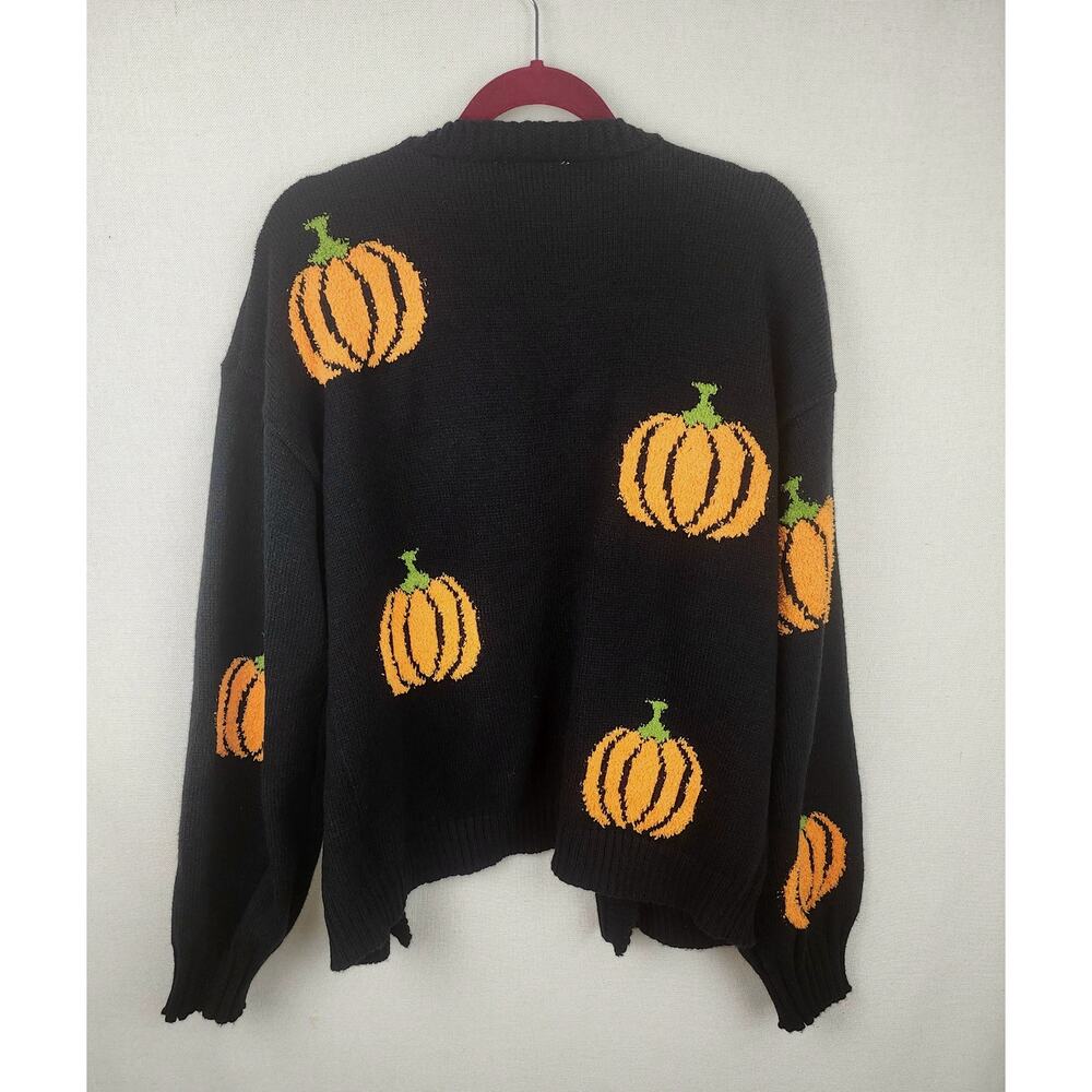 Unique Vintage Sweater Magnolia Place Black One size comfy cozy festive Pumpkin - Picture 7 of 12